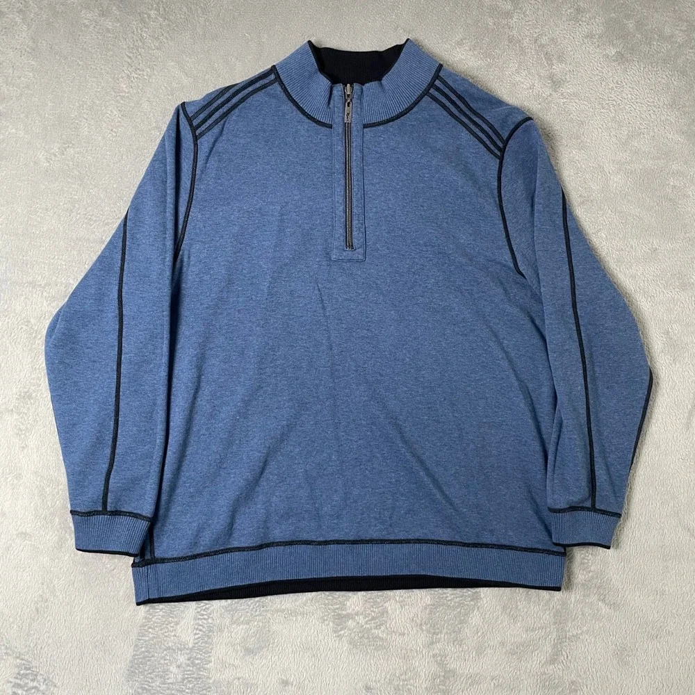 Tommy Bahama Flipside Half Zip Pullover Mens 3XL Black Reversible Sweater NWT